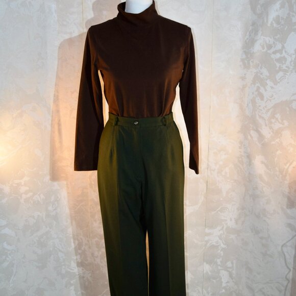 Talbots Petite 6P Olive Green Wool Trousers Slacks - Picture 6 of 10
